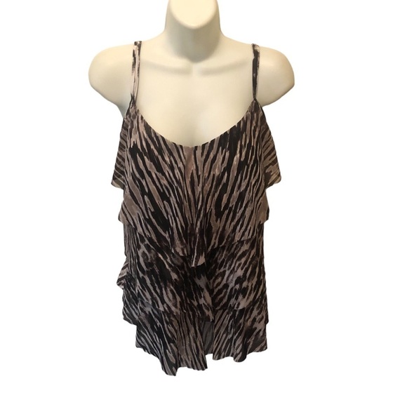 Swim By Cacique Animal Print 3 Tier Tankini 18 Black/Gray Tiger Stripe - Picture 2 of 6